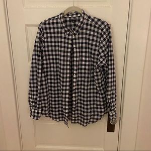 J. Crew Blue/White Checkered Button Down Shirt- XL